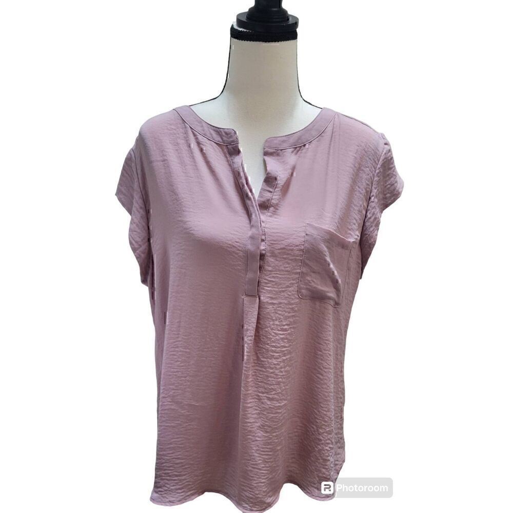 Liz Claiborne Textured Vneck Blush Blouse Feminine Top Sz L